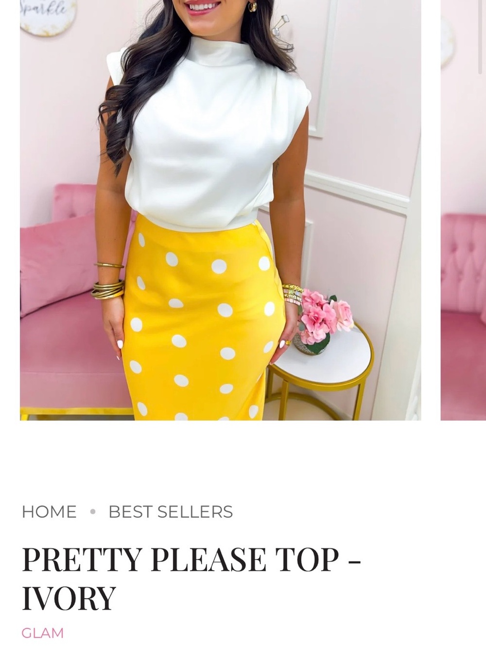 glam Yellow Polka Dot Pencil Skirt with White Dots